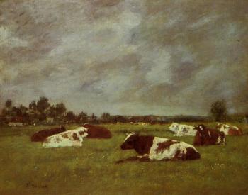 尤金 佈丹 Cows in a Meadow, Morning Effect 尤金 佈丹 Cows in a Meadow, Morning Effect